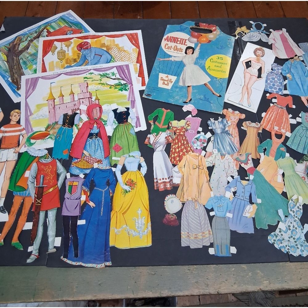 Vtg. 1962 Annette, 1964 Ken, and Alan.PAPER DOLLS 44 plus outfits &‎ accessories